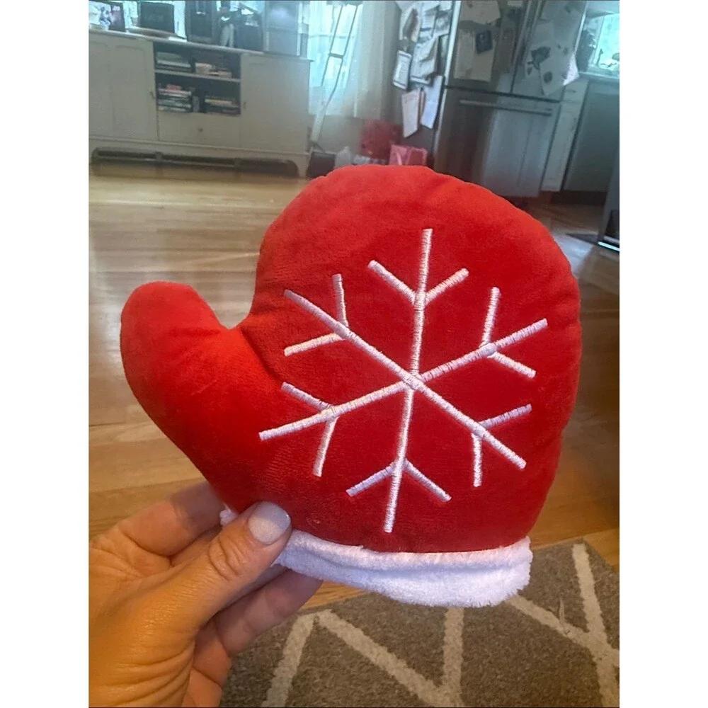 Christmas Plush Mitten Squeaky Dog Toy